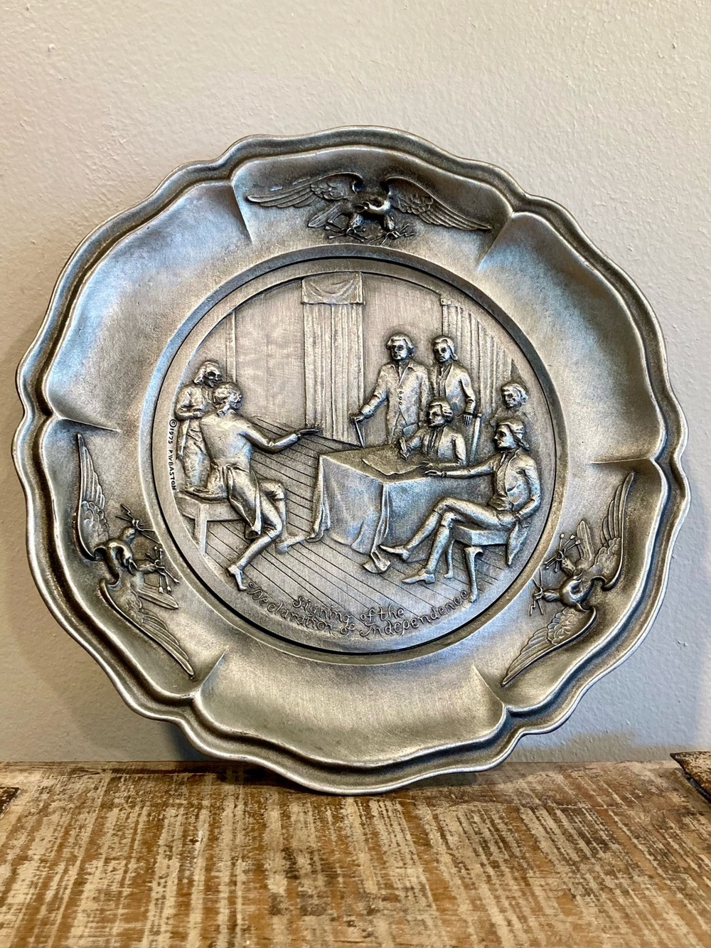 1975 Worcester Pewter Plate "Signing of the Declaration of Independence"